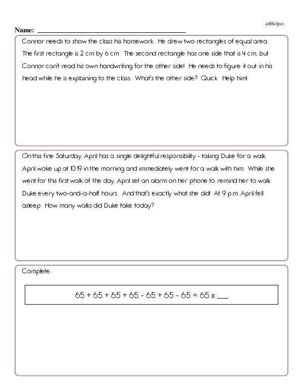 Real World Problems Measurement Large Workbook Grade