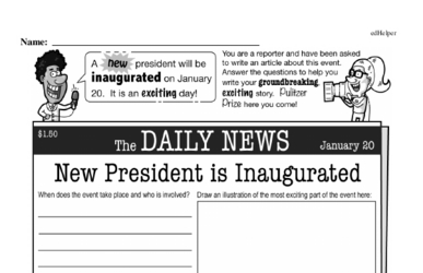 Fifth Grade Inauguration Workbook - Writing, Reading, and Activities