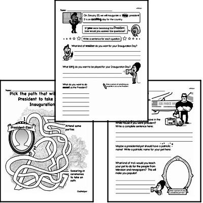 First Grade Inauguration Workbook - Writing, Reading, and Activities