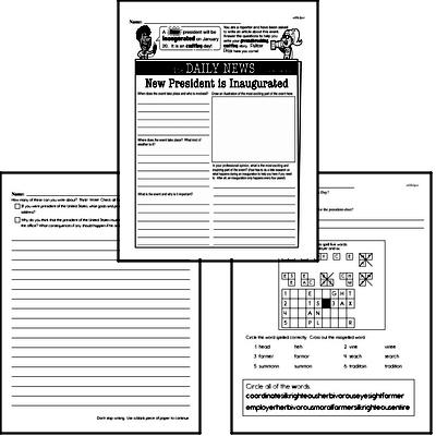 Fourth Grade Inauguration Workbook - Writing, Reading, and Activities