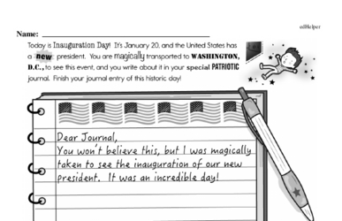 Second Grade Inauguration Workbook - Writing, Reading, and Activities