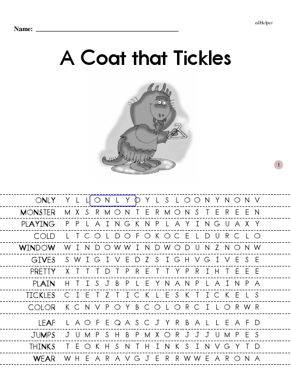 A Coat that Tickles - Reading and Understanding (The Monsters Early Reader Book Series Book 4 - Beginning Reader)