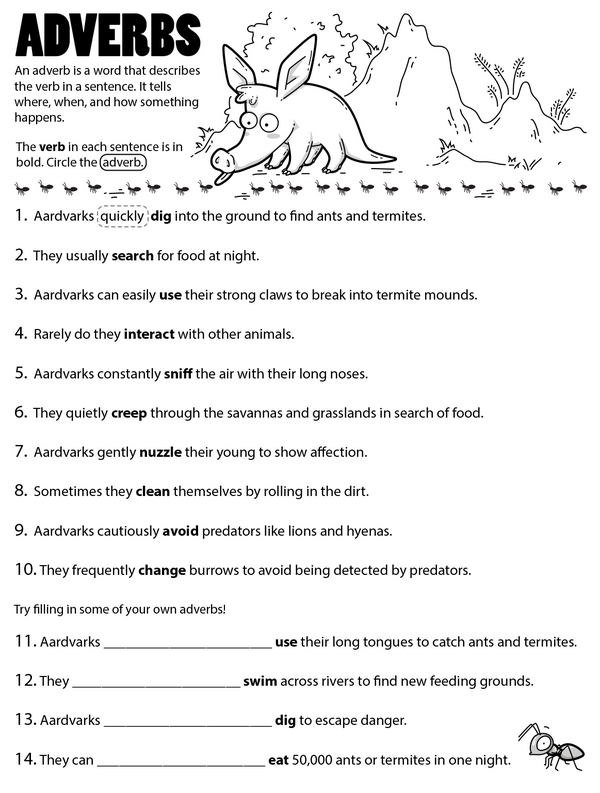 Mastering Adverbs: A Fill-in and Circle Exercise