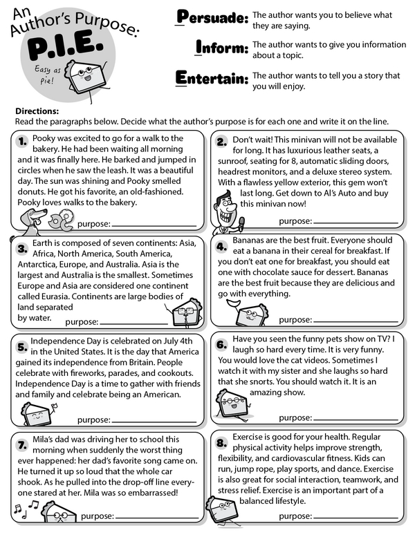 Exploring Author's Purpose: Persuade, Inform, Entertain