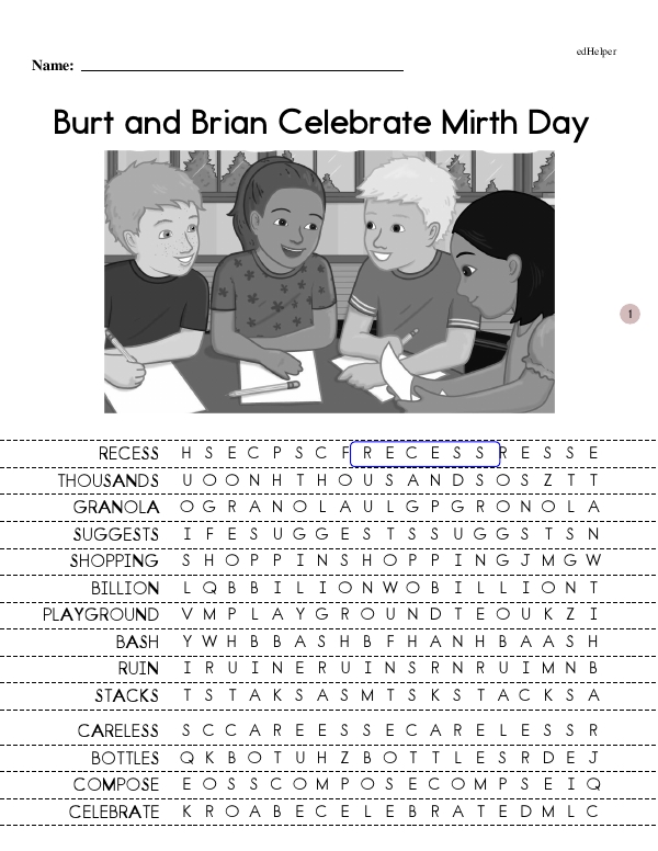 Burt and Brian Celebrate Mirth Day - Reading Book with Review Questions (Gnomes Leveled Readers - Advanced Reading and Learning Series - Book 17 - Growing Reader)