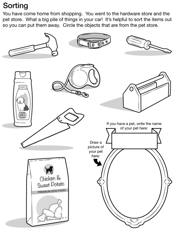 Circle Items That Come from the Pet Store: A Sorting Activity