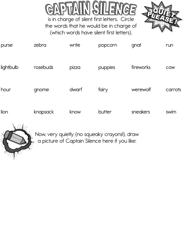 Circle the Words With Silent First Letters for Captain Silence