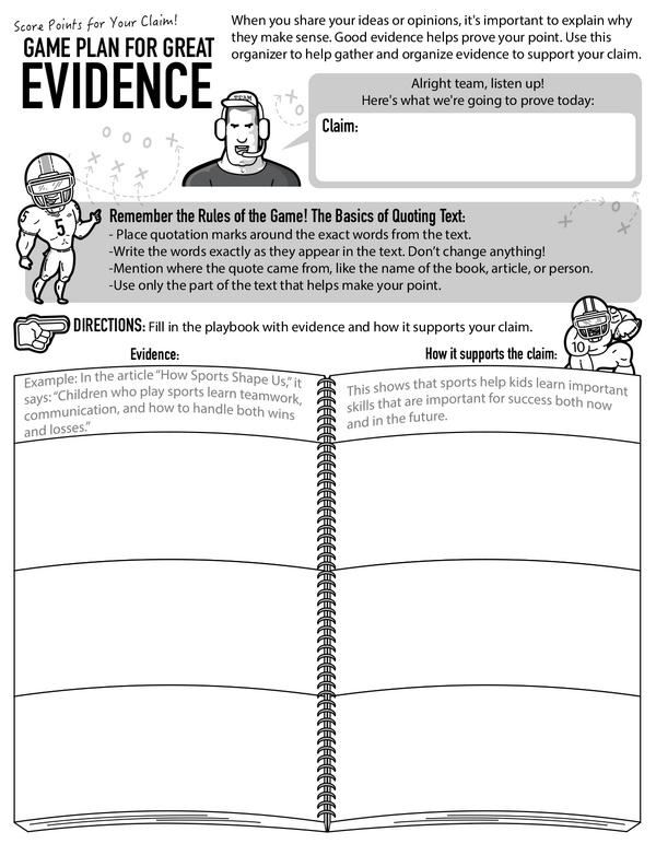 Ideas and Opinions Graphic Organizer: Collecting Strong Evidence to Support a Claim