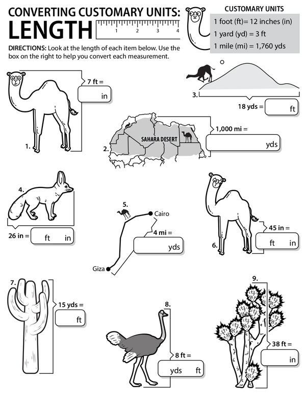 Length: Converting Customary Units - Feet, Inches, Yards, and Miles