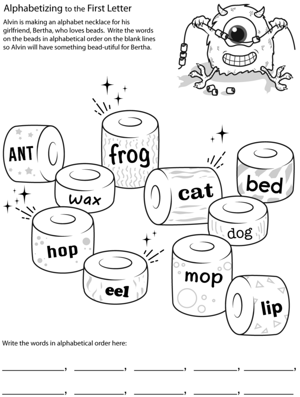 Creating an Alphabet Necklace: A Writing Words in Alphabetical Order Worksheet