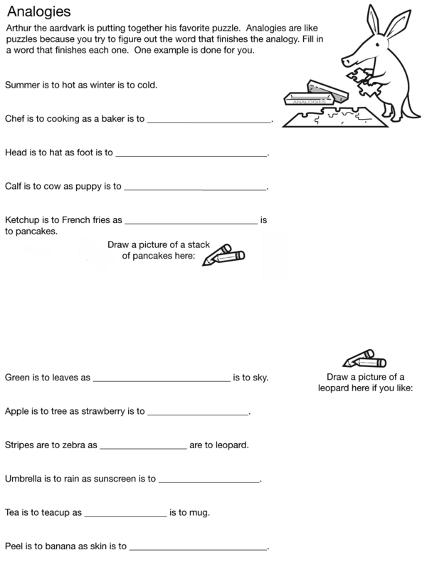 Fill-in-the-Blank Analogies Worksheet