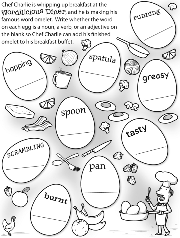 Help Chef Charlie Identify Nouns, Verbs, and Adjectives