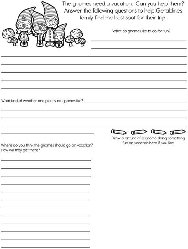 Help Geraldine the Gnome's Family Plan a Vacation Workbook