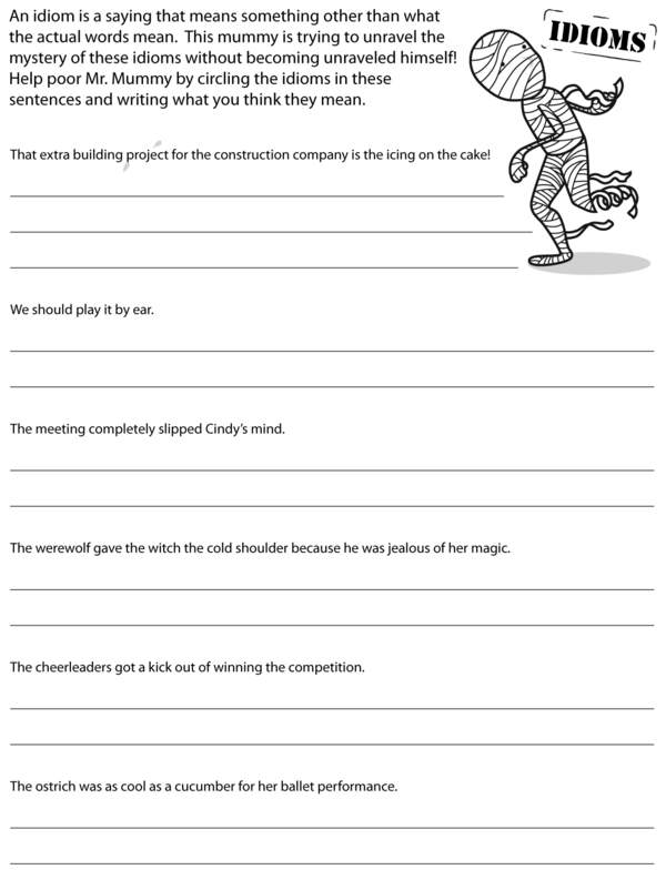 Help Mr. Mummy Identify and Define the Idiom in Each Sentence