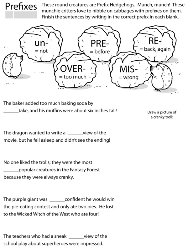 Help Prefix Hedgehogs Finish Each Sentence With the Correct Prefix