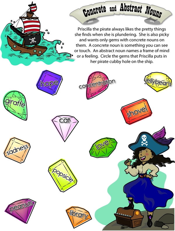 Help Priscilla the Pirate Find the Gems With Concrete Nouns