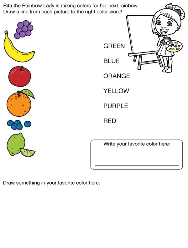 Help Rita the Rainbow Lady Match Each Fruit to the Right Color