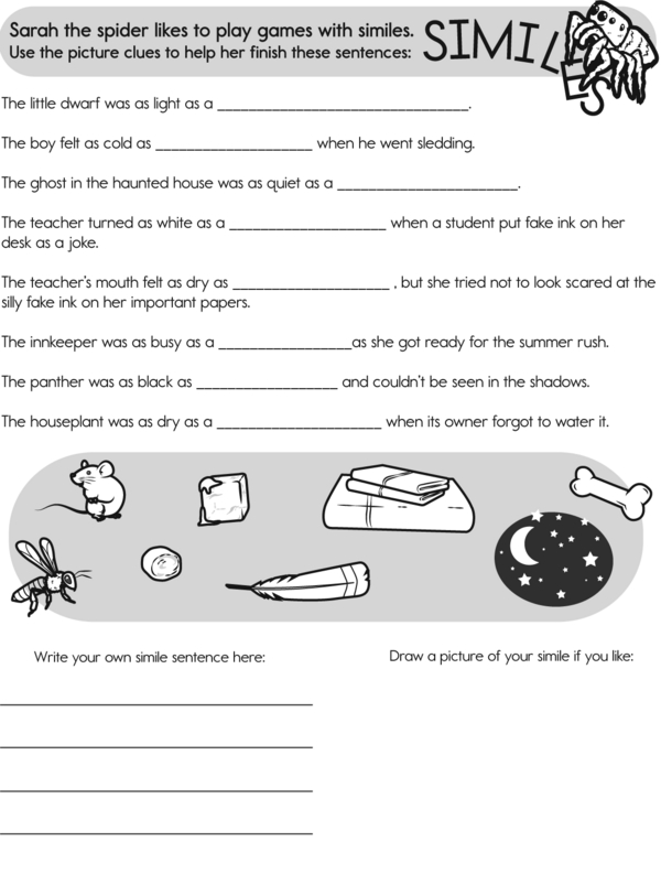 Help Sarah the Spider Find the Right Simile for Each Sentence