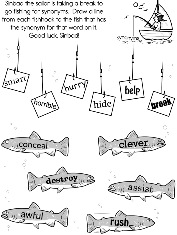 Help Sinbad the Sailor Catch Fish With the Right Synonyms: A Matching Activity