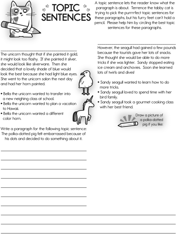 Helping Terrence the Tabby Cat Choose Topic Sentences for Each Paragraph