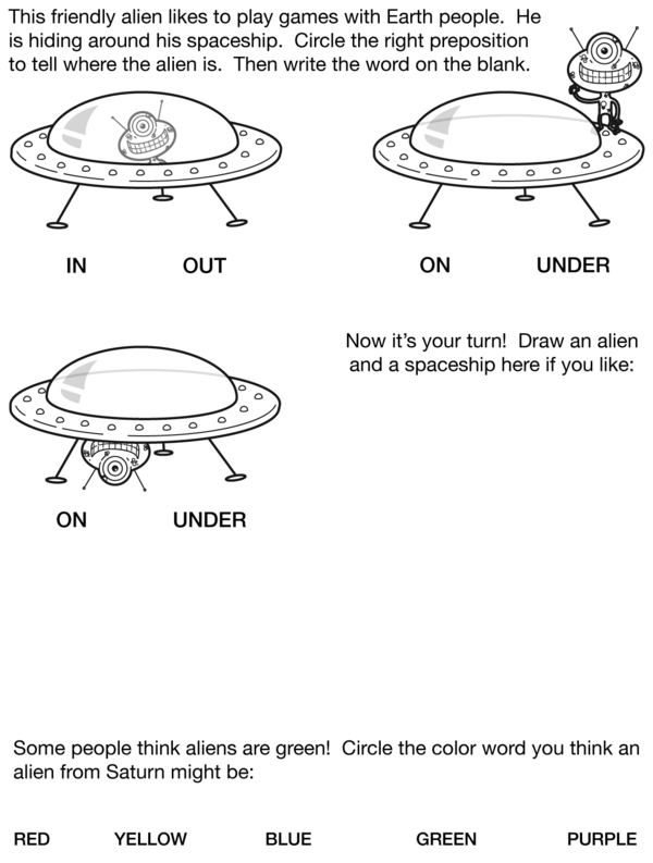 Identify Where the Alien Is in Three Pictures: An Activity With Prepositions