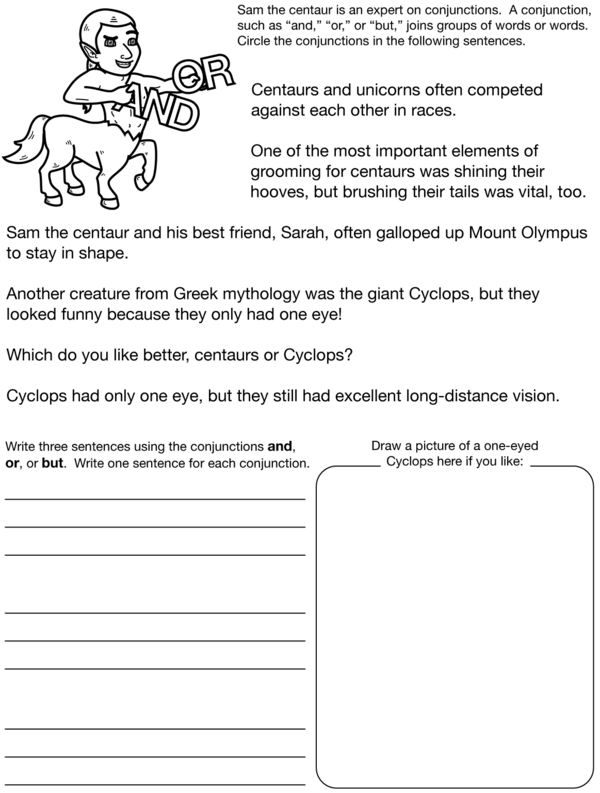 Identifying and Using Conjunctions Worksheet