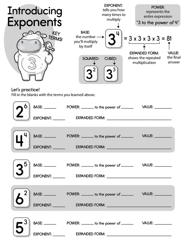 Understanding Exponents: Key Terms and Practice for Students