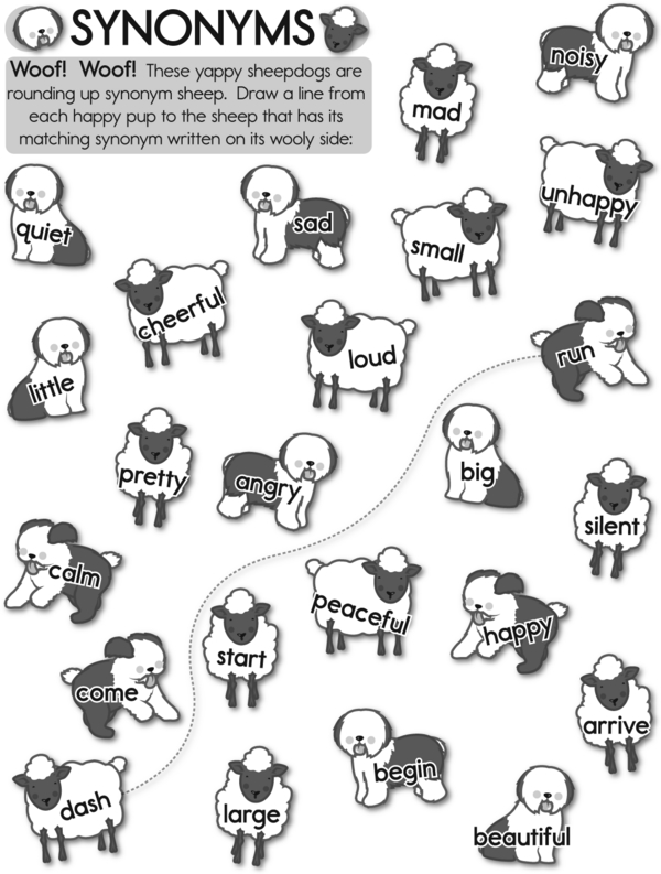 Match Sheepdogs to Sheep: A Synonym Matching Worksheet