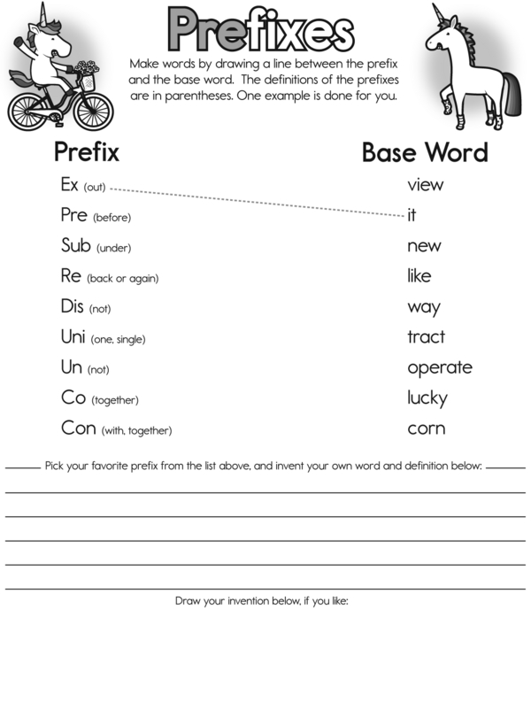 Matching Prefixes With Their Base Word Worksheet