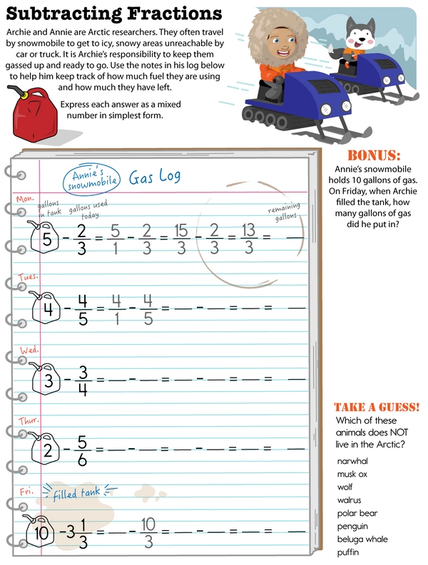 The Arctic Fractions Challenge A Math Adventure Workbook