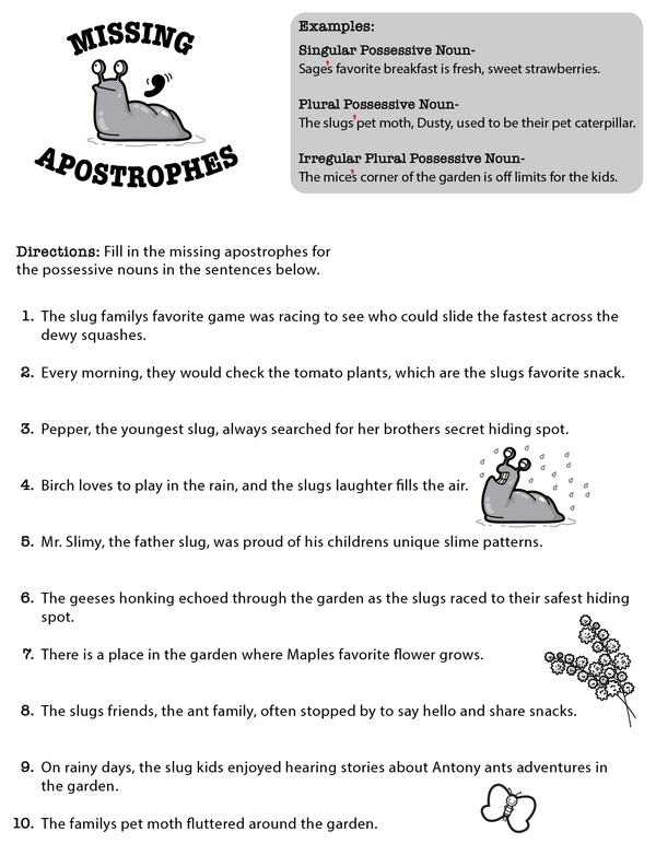 Learning Possessive Nouns: Fill in the Missing Apostrophes