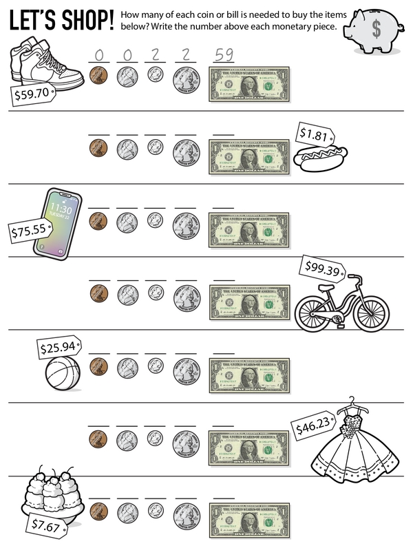 Money Addition: A Shopping-Based Exercise for Students