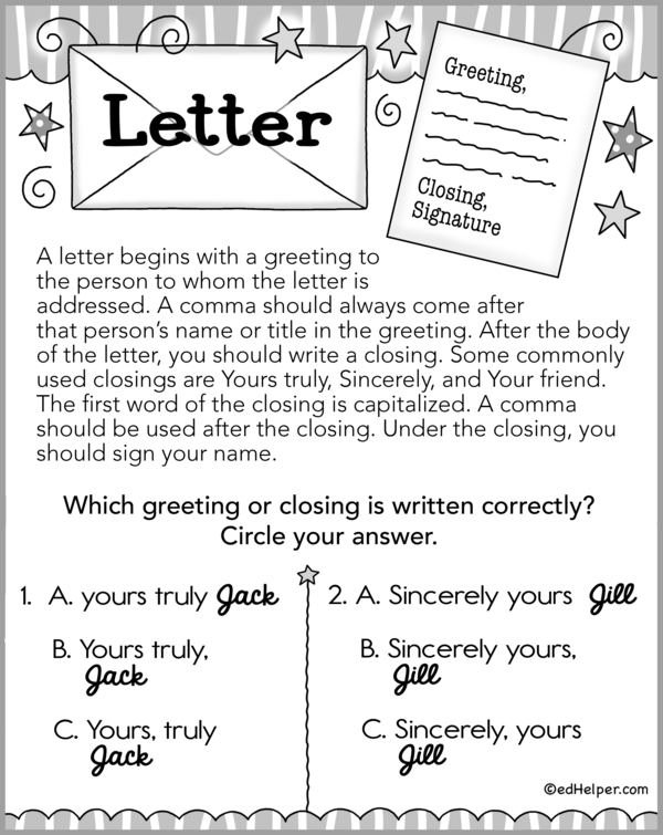 Writing Letters: Learning to Use Commas and Capitals