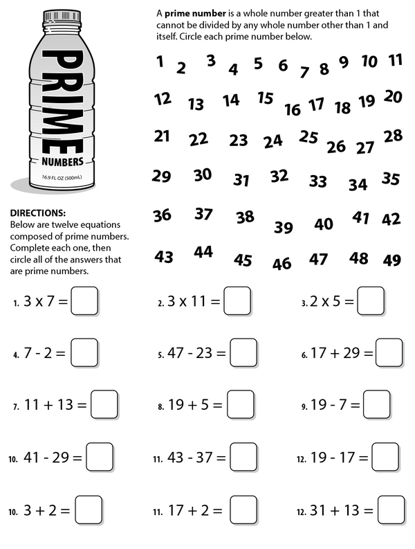 Prime Number Challenge: Identification and Equation Solving Equations with Prime Numbers 1 to 49