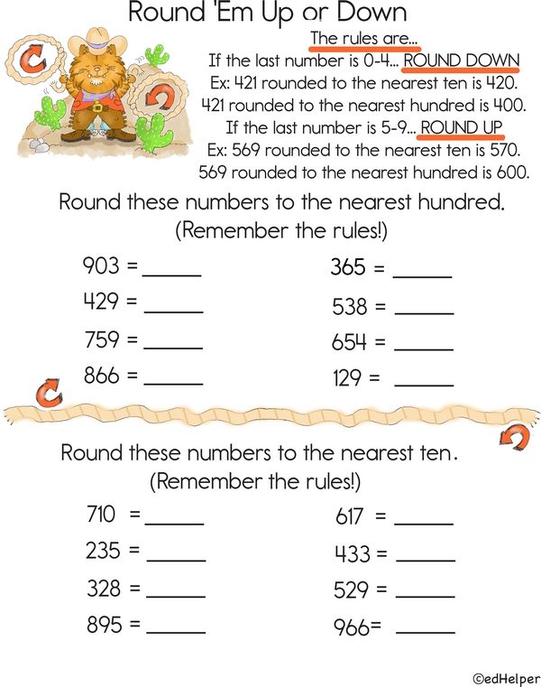 Round Em Up or Down: Teaching Kids to Round Up or Down to the Nearest Ten or Hundred