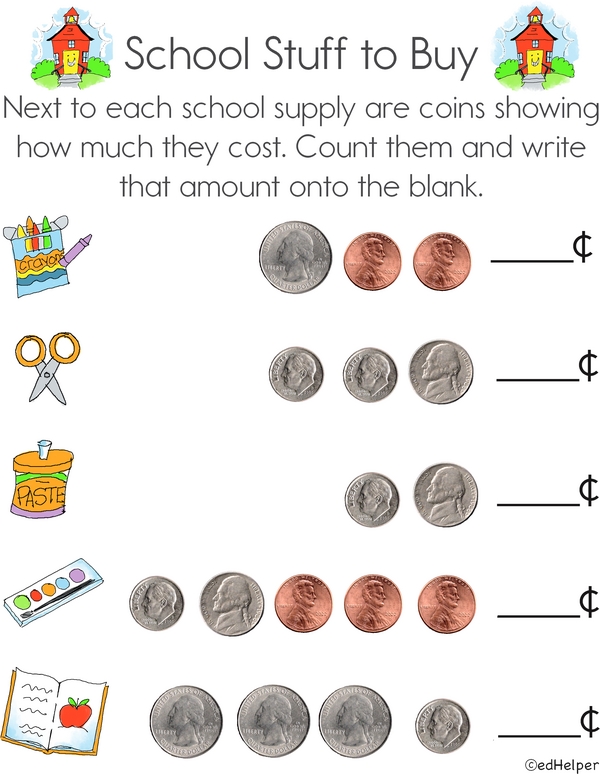 School Stuff to Buy: Coin Counting Exercise for Kids