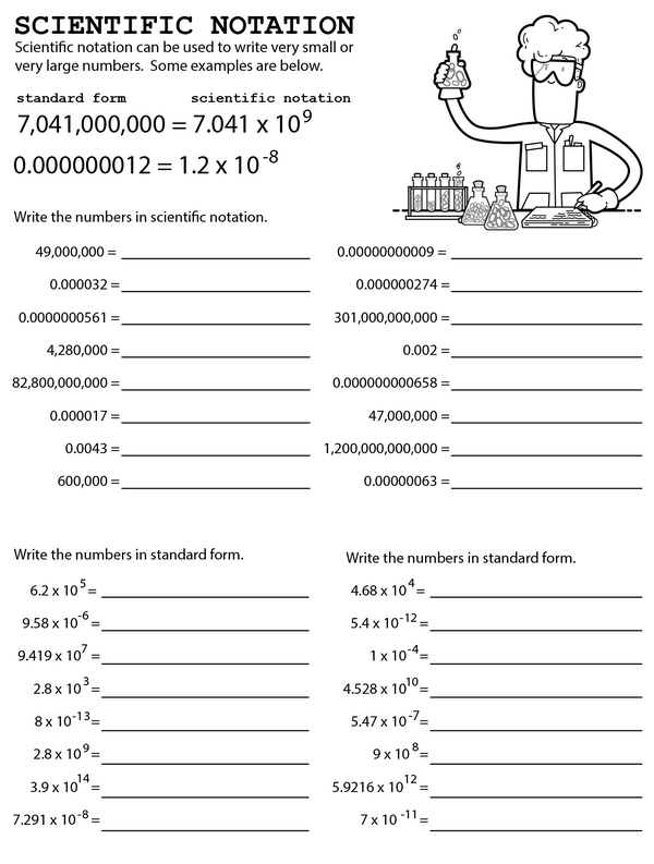 Scientific Notation Practice: Conversion Between Standard and Scientific Notation