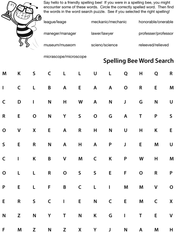 Spelling Bee Word Search: Identifying Correctly Spelled Words