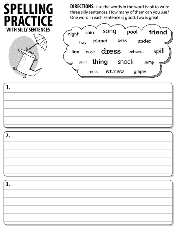 Creative Spelling - From Word Bank to Sentences: Spelling Practice with Silly Sentences