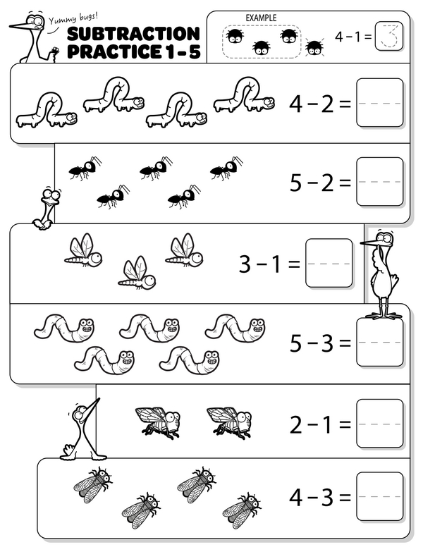 Practice Subtraction from 1 to 5