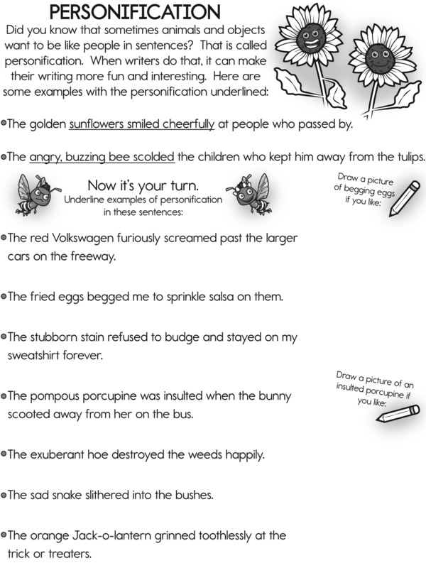 Underline Examples of Personification in Sentences