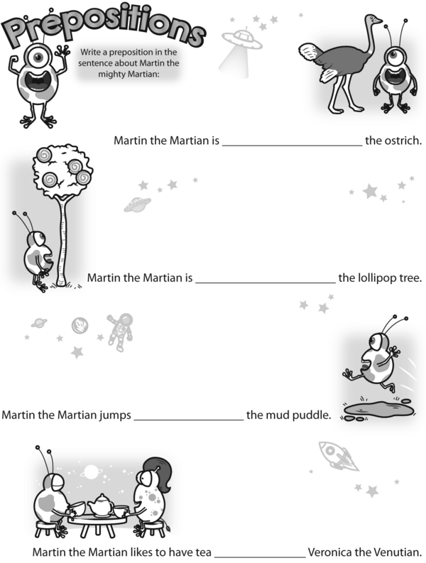 Using Prepositions to Fill in the Blanks About Martin the Martian