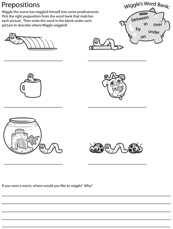 Where Did Wiggle the Worm Wiggle: A Prepositions Worksheet