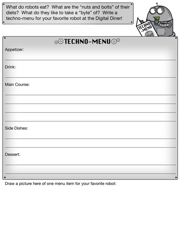 Write a Techno-Menu for a Digital Diner That Serves Robots