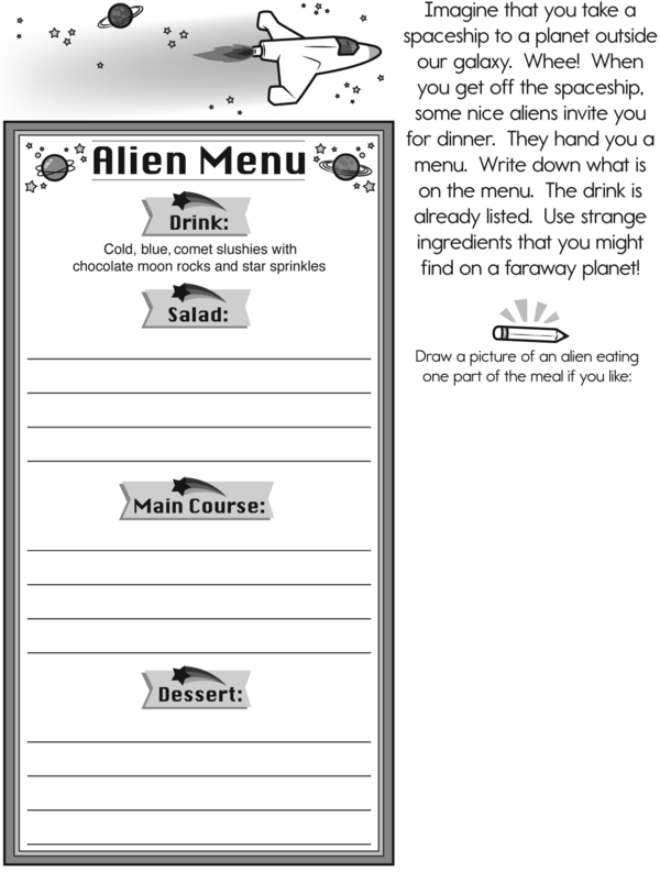 Write an Alien Menu With Strange Ingredients