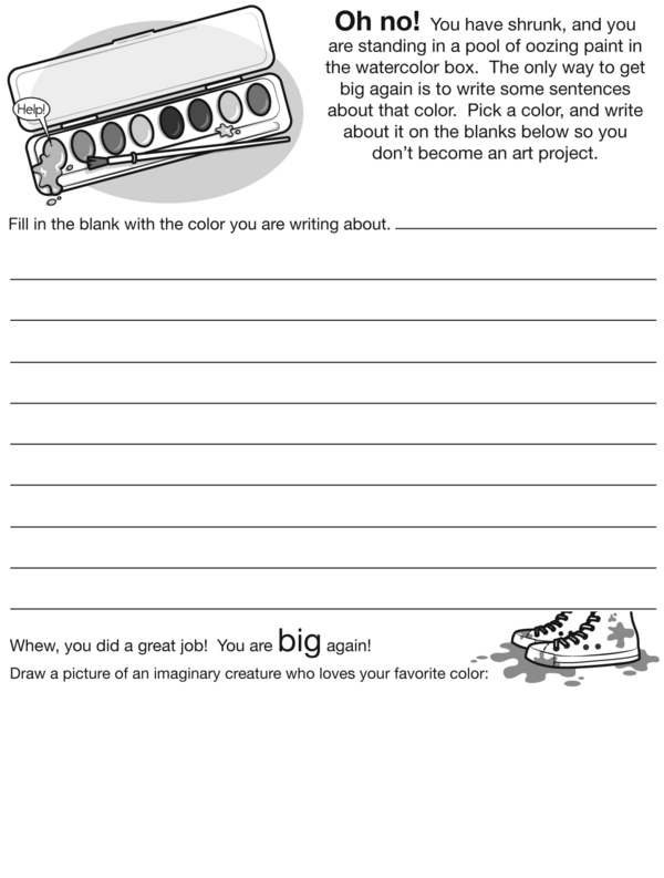 Write Some Sentences About a Single Color: A Descriptive Writing Worksheet