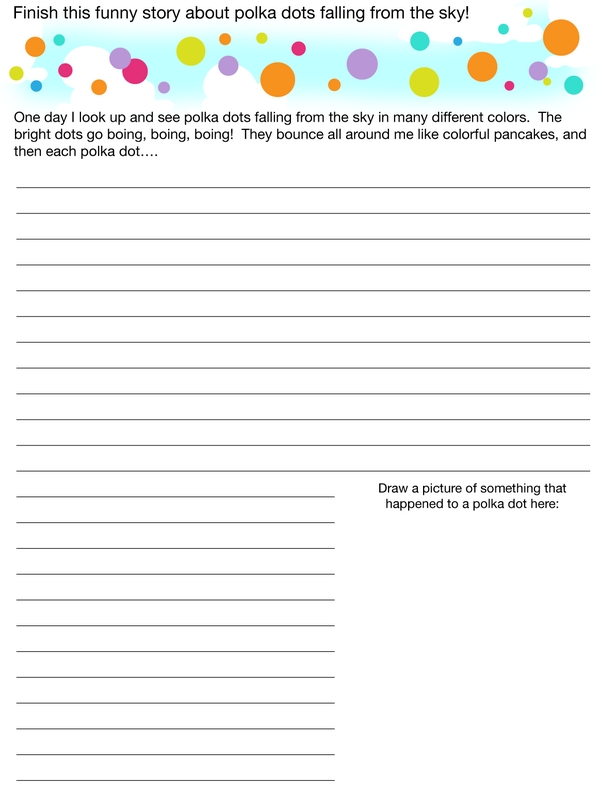 Writing a Story: Creative Story Starter About Polka Dots With Room for Students to Write
