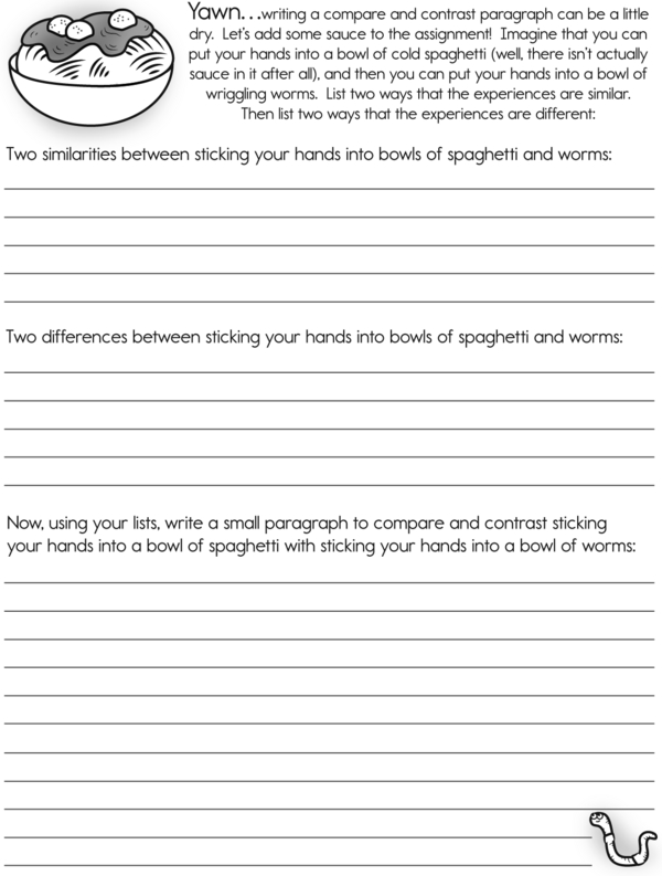 Writing About How Cold Spaghetti and Worms Feel: A Compare and Contrast Activity