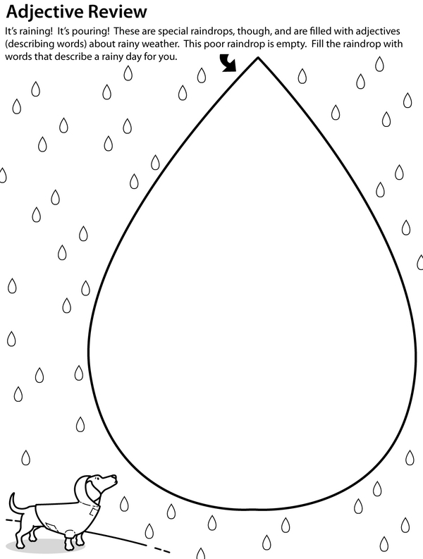 Writing Adjectives in a Raindrop: An Adjective Review Activity