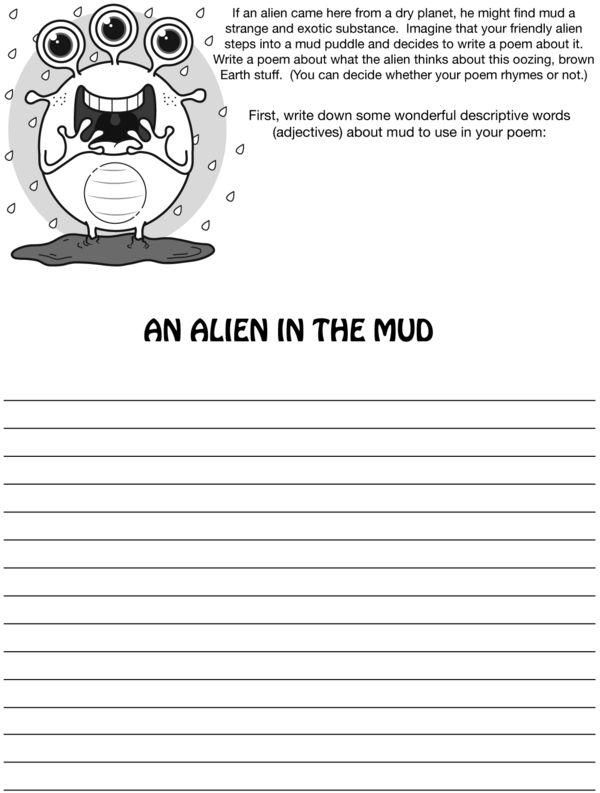 Writing an Alien Poem About Mud: A Creative Writing Using Adjectives Activity